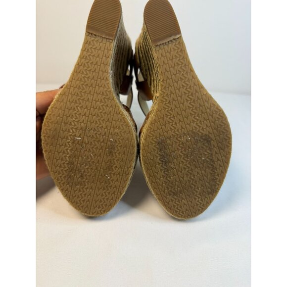 Michael Kors Espadrilles Wedge Sandals Womens Size 7M Brown Leather Ankle Strap - Picture 10 of 12
